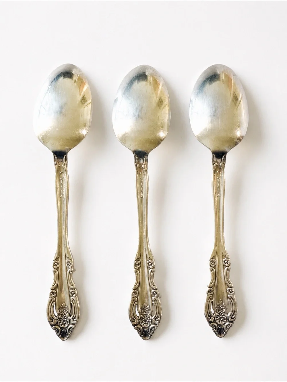 Vintage Community Silverplate Teaspoons – Set of 3 Ornate Floral Spoons